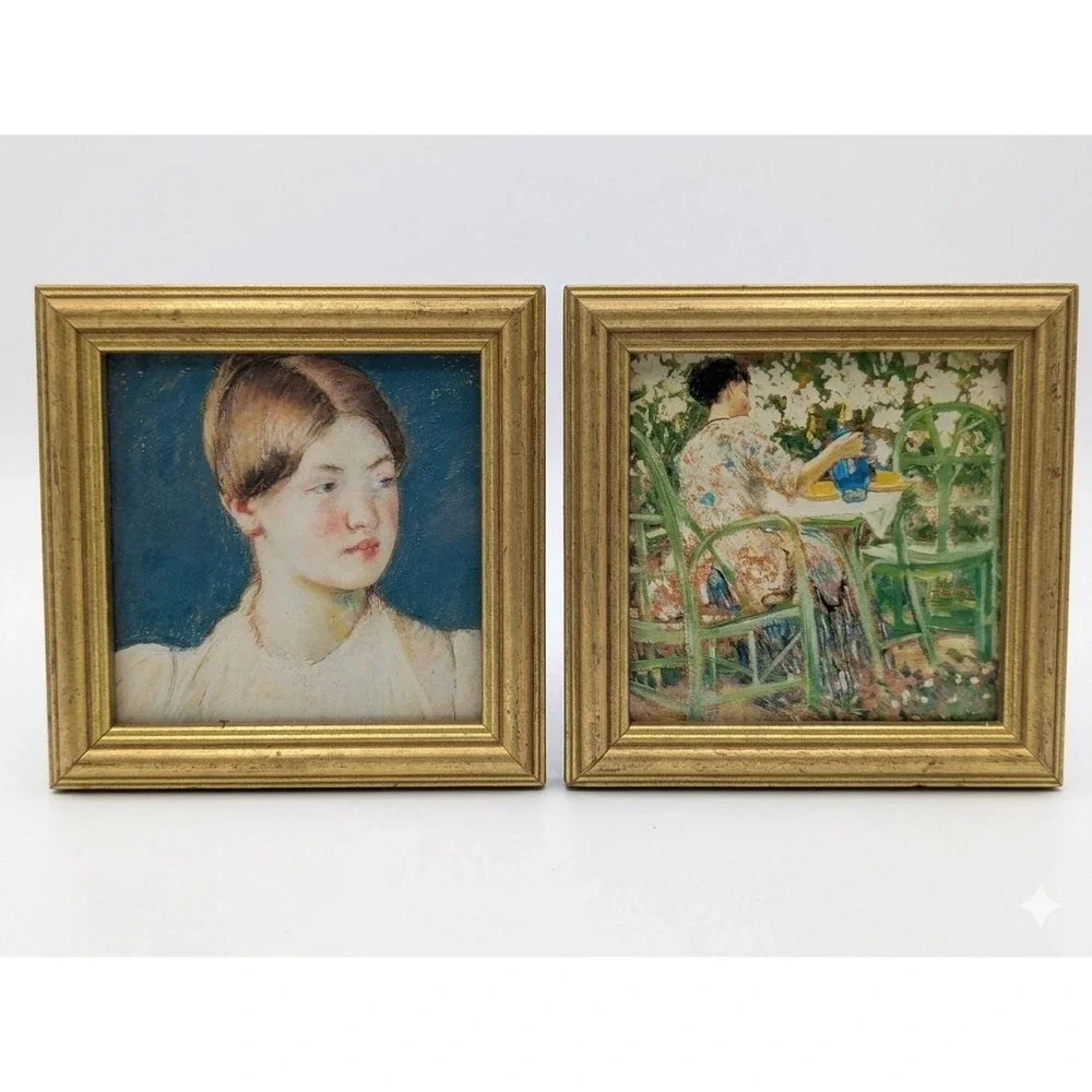 Vintage Impressionist Miniature Framed Art Pair - 6.25
